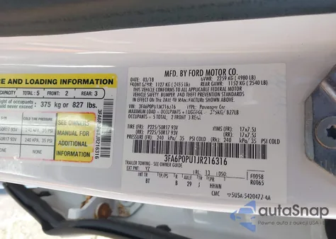 2018 Ford Fusion Energi Se Luxury из США, поврежденный, VIN 3FA6P0PU1JR216316